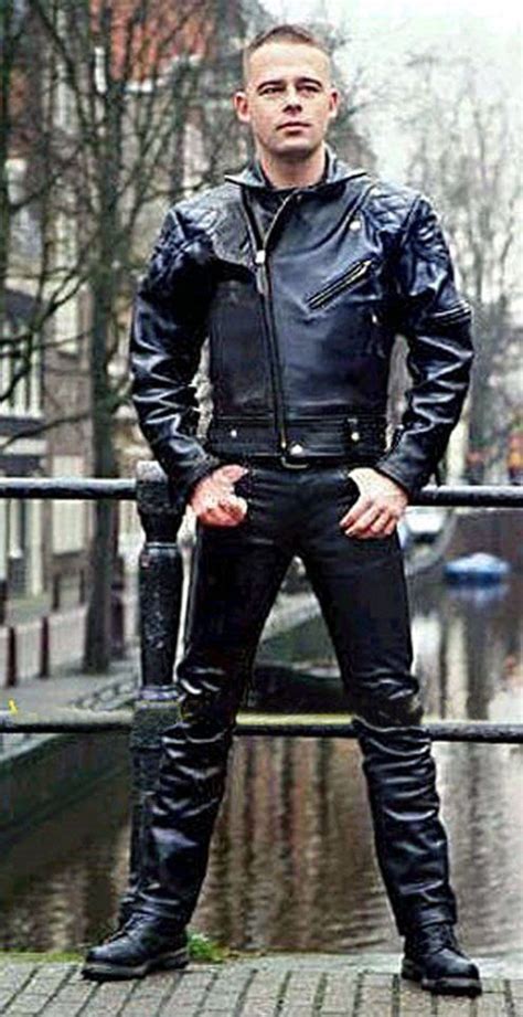 cool guy in leather gear in amsterdam leather fashion men mens leather pants leather jacket men