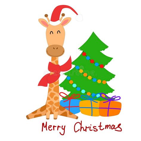 Giraffe Christmas Stock Vector Illustration Of Giraffe 16778118