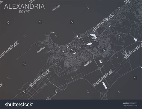 Map Alexandria Egypt Satellite View Map Stock Illustration 308648771