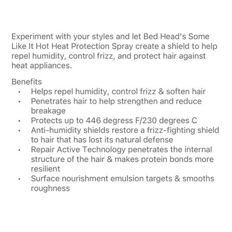 Bedhead Hair Bedhead Some Like It Hot Heat Protectant Spray Full