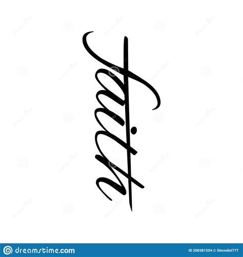 `faith` Hand Written Calligraphy Lettering Text In Cross Shape
