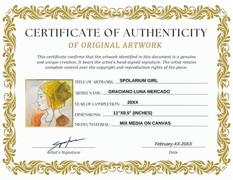 Certificate of Authenticity for Artwork Editable Certificate - Etsy