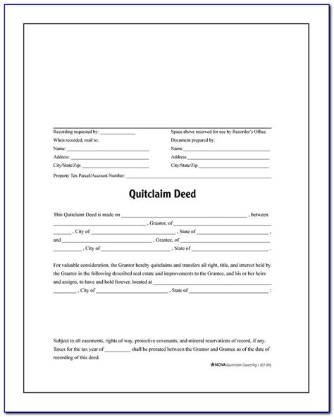 Free Quit Claim Deed Form For Volusia County Florida