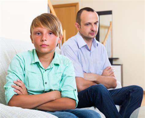 Troubled Relations Of Arguing Dad And Son Stock Image Image Of