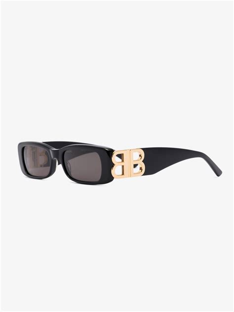 Balenciaga Eyewear Black Dynasty Rectangular Sunglasses Browns