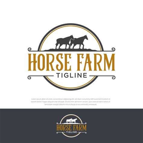 Silhouette Of Two Horses Vintage Logo Design Ranch In Western