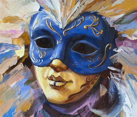 Venetian Mask Original Painting Abstract Masquerade Mask 20x16 Etsy