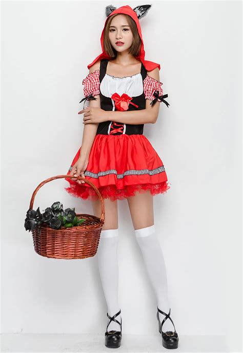 Newest Fairy Tales Character Costume Cute Red Cap Maid Cosplay Fancy