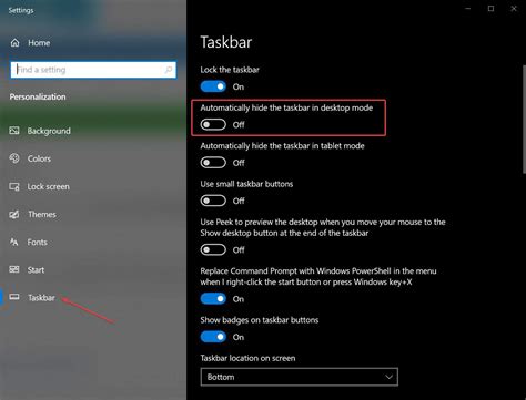 Automatically Hide The Taskbar In Desktop Mode Windows Tip