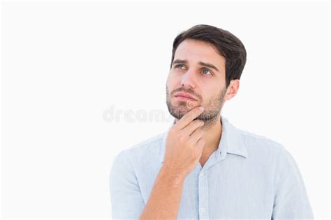 Serious Thinking Man Looking Up Stock Image Image Of Isolated Young