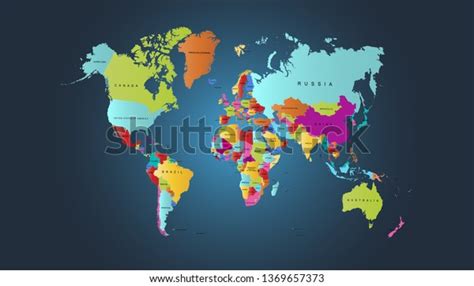 Color World Map Vector Stock Vector Royalty Free 1369657373