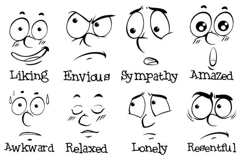 Different Expressions On Human Face With Words 368955 Vector Art At