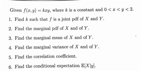 solved given f x y kxy where k is a constant and 0