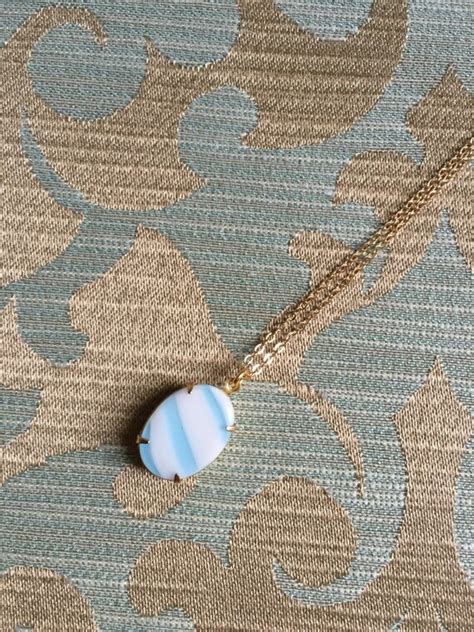 Items Similar To Vintage Blue And White Opaque Glass Pendant Raw Brass