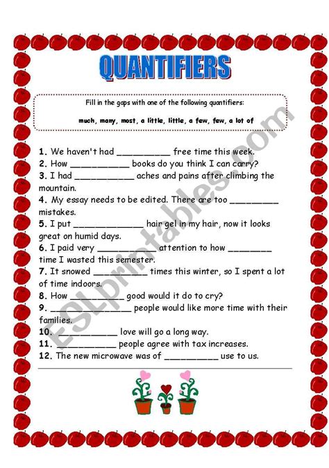 Quantifiers Esl Worksheet By Joannejoanne