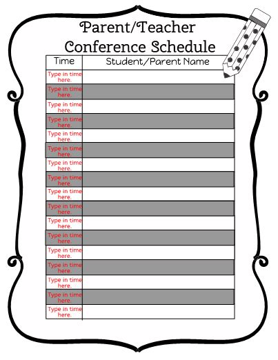 Parent Teacher Conference Schedule Template Flyer Template