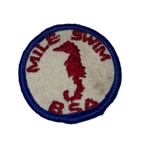 Vintage 1960s 70s Mile Swim Boy Scout Patch Bsa Swimming Award Seahorse