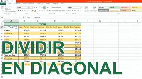 Dividir Celda En Diagonal Para Realizar Tabla De Doble Entrada Excel