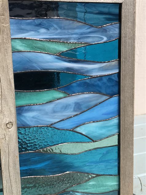 Ocean Waves Of Serenity Stained Glass Beachy Blues Serene Etsy In