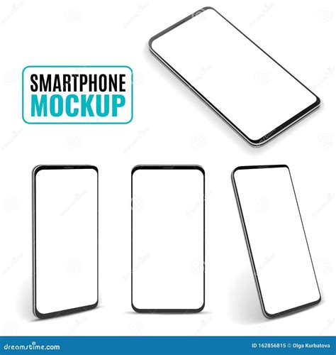 Modern Frameless Smartphones Mockups With Blank Screens Royalty Free