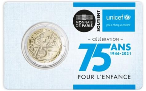 France 2 Euro 2021 75 Years Unicef Coincard Eurocoinhouse