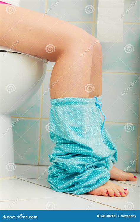 Woman Sitting On Toilet In Morning Stock Image Image Of Seat Sitting 66108995