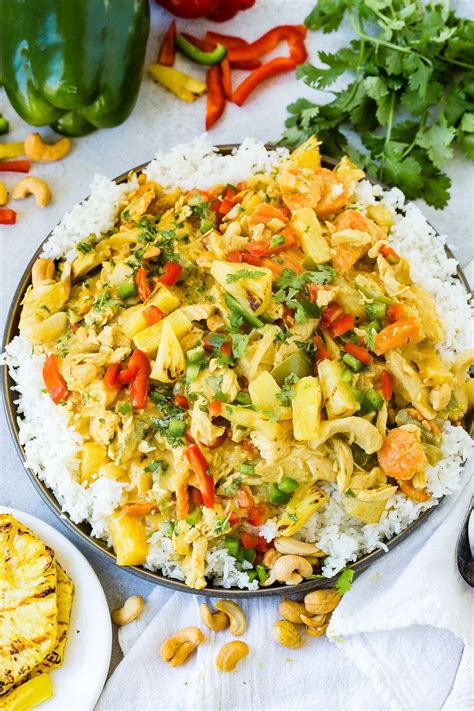 It takes only 30 minutes to make and leftovers for lunch will put a big smile on your face. Creamy Pineapple Coconut Chicken Curry - Oh Sweet Basil
