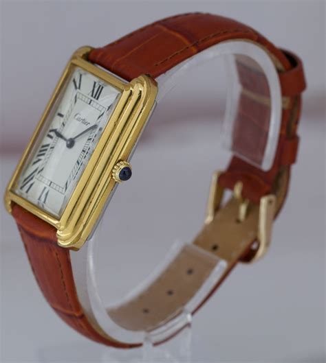 Vintage Cartier Tank Jumbo Stepped Case Gold Plated Manual 27x37mm 154