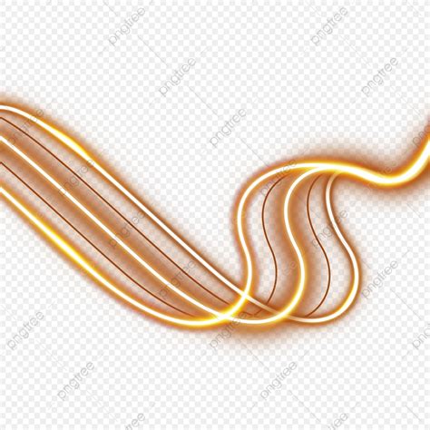 Golden Wavy Curved Hd Transparent Hand Drawn Abstract Light Effect