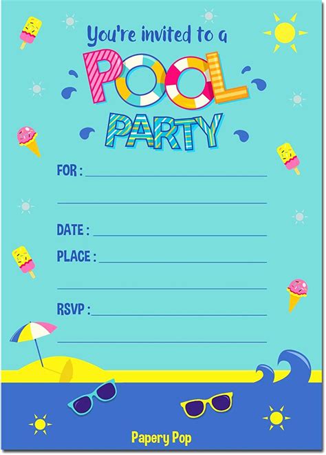 Free Printable Pool Party Invitations Templates