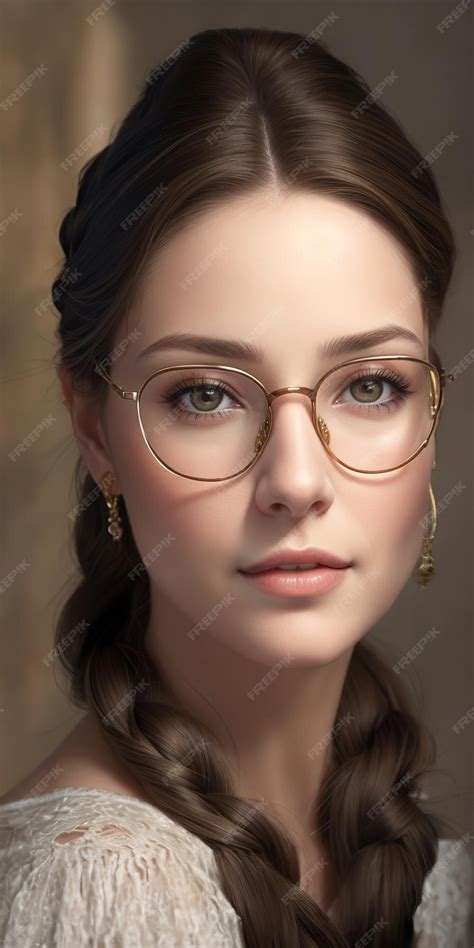Premium Ai Image Beautiful Young Woman With Light Brown Hair And Glasses