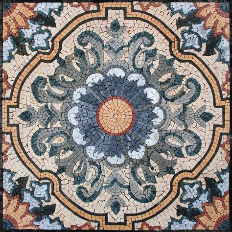 Go031 Mosaic Pattern Square Table Top Art Tile Mosaic Natural