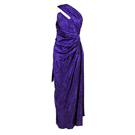 Ungaro 1980s Amethyst Silk Jacquard Goddess Gown For Sale At 1stdibs