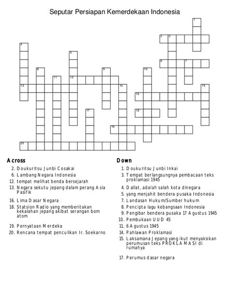 Teka Teki Silang Sejarah Kelas 11 – Kami