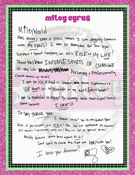 Miley Cyrus Teases New Era In Handwritten Letter To Fans