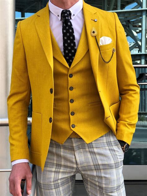 Multi Slim Fit Suit Vest Yellow Viclan