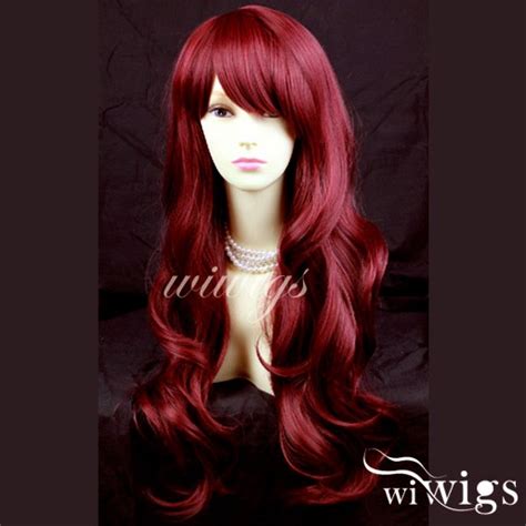 Wiwigs Sexy Layered Wavy Burgundy Red Mix Long Ladies Wigs Skin Top Wig