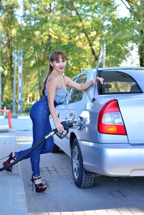 The Girl At The Gas Station Stock Image Image Of Generation