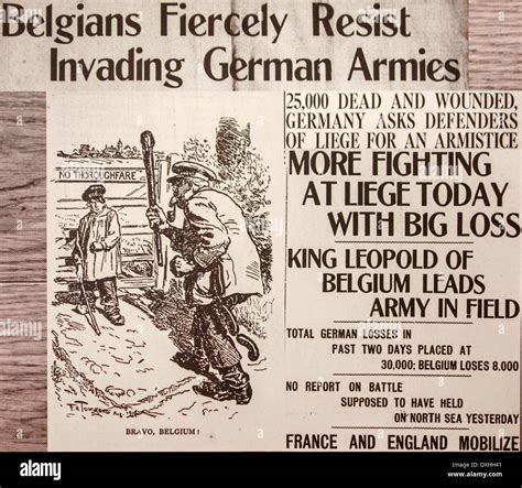 British Ww1 Newspaper Article With Cartoon In English Paper Reporting