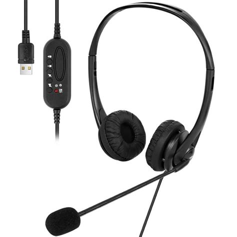 Headset With Microphone Usb Wired Headphones Noise Concealing Earphones