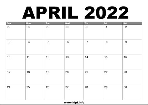 April 2022 Calendar Wiki Customize And Print
