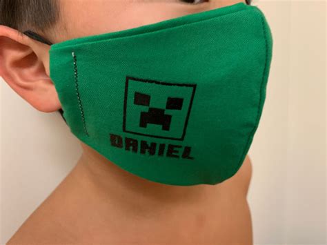 Minecraft Face Mask Minecraft Custom Name Personalized Cotton Etsy
