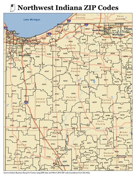 Northwest Indiana Zip Code Map