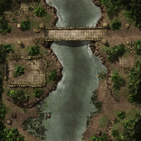 Jungle Road Bridge River Ruins Fantasy Map Dungeon Maps Adventure Map
