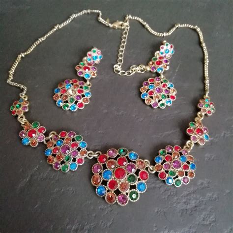 Avon Retro Jewelry Set 80s Vintage Colorful Necklace Earring Etsy