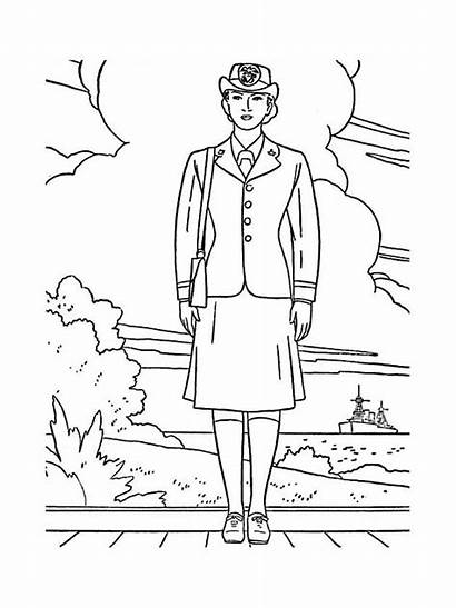 Coloring Pages Veterans Uniform Navy Female Officer