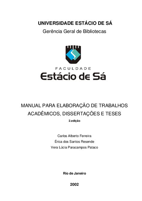 Pdf Universidade EstÁcio De SÁ Gerência Geral De Bibliotecas Manual