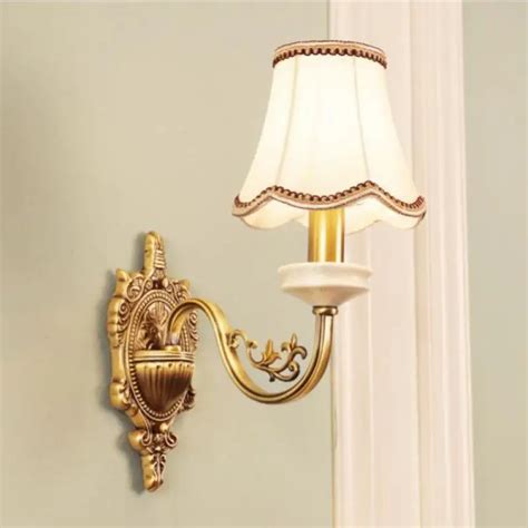 Buy European Classical Copper Fabric Led E14 Wall Lamp