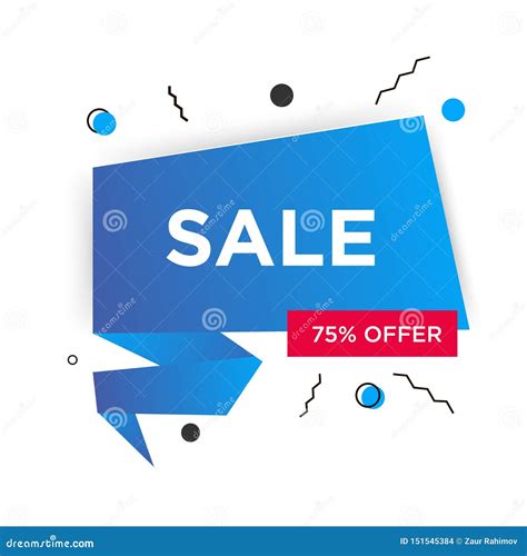 Blue Folded Ribbon With Red Element 75 Sale Banner Template Design