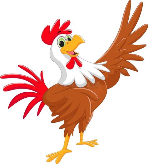 Cute Rooster Cartoon Presenting Stock Vector Illustration Of Poultry